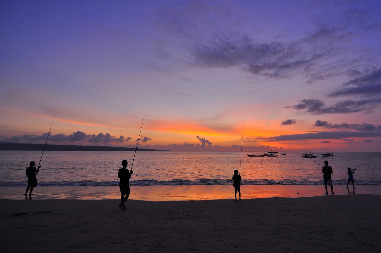 fishing at the beach