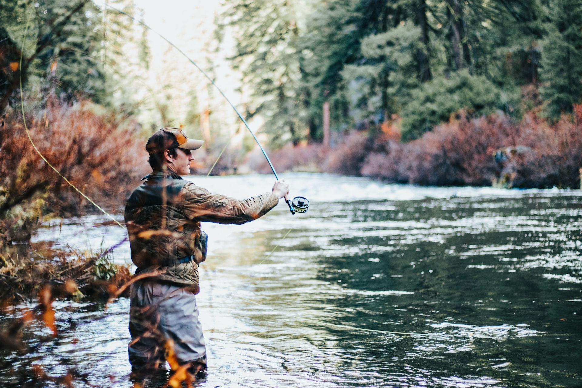 man fishing in the water