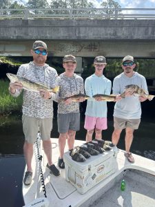 Redfish, speckled trout, and black drum caught in Pensacola Bay on May 24, 2025 with Showintail Inshore Charters

