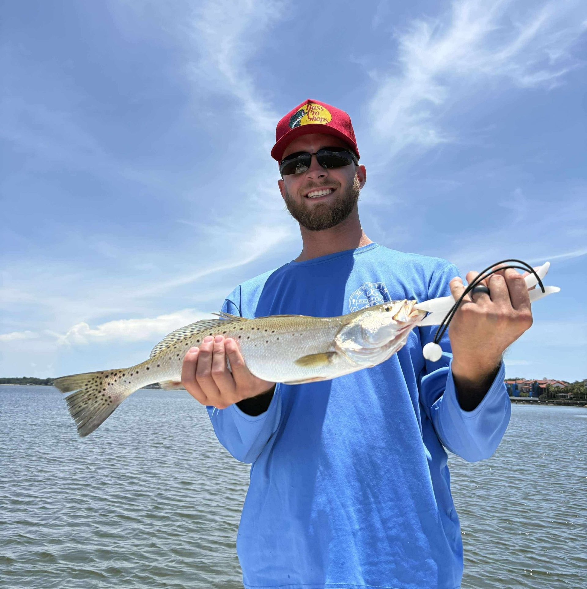 A large Speckled Trout caught on a 4-hour inshore charter in the grass flats of Navarre Beach.