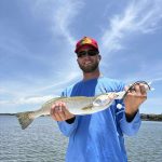 A large Speckled Trout caught on a 4-hour inshore charter in the grass flats of Navarre Beach.